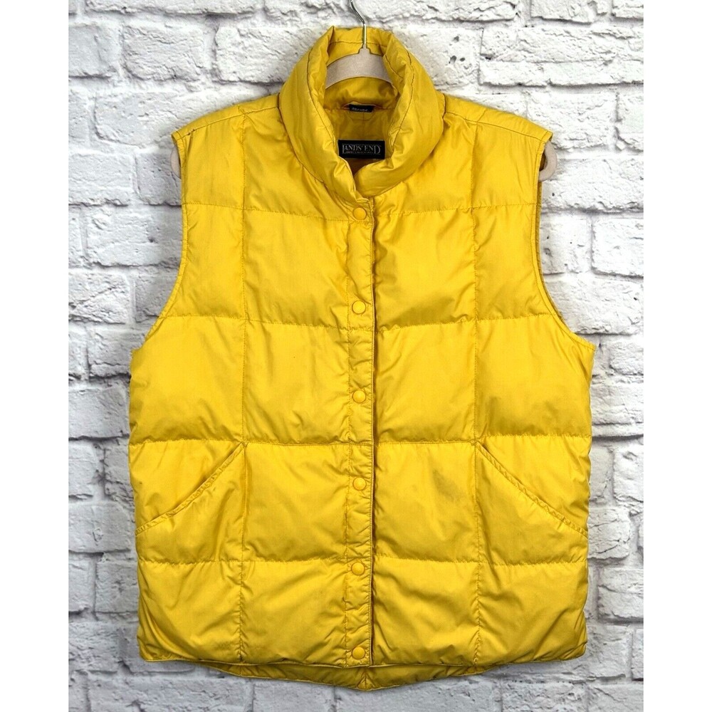 Lands' End Yellow Quilted Puffer Vest